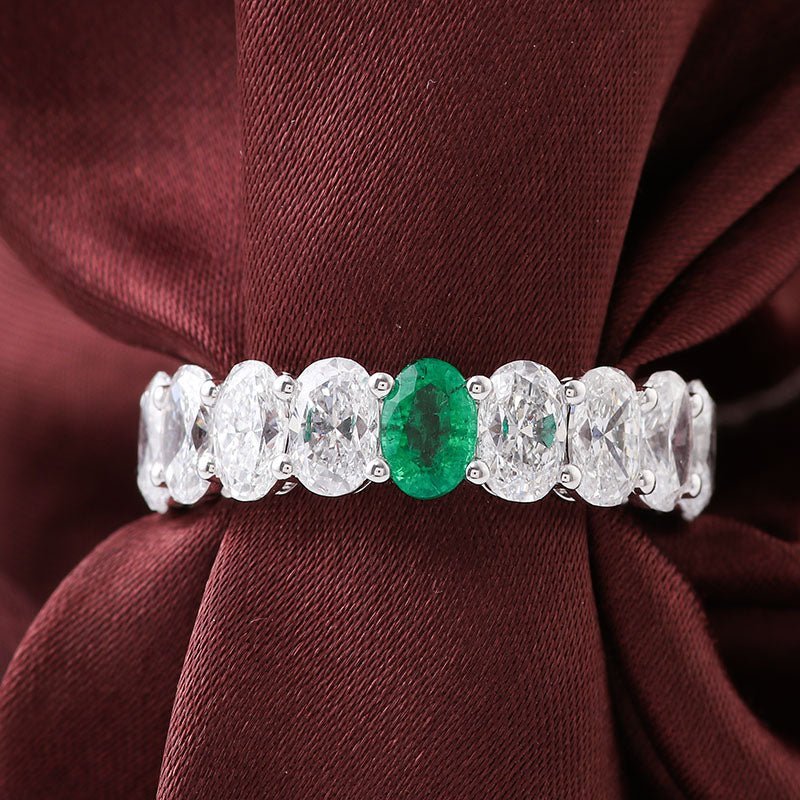 Exquisite Emerald Eternity Band - Ice Dazzle - VVX™ Lab Diamond - Wedding Ring