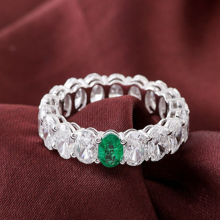 Exquisite Emerald Eternity Band - Ice Dazzle - VVX™ Lab Diamond - Wedding Ring