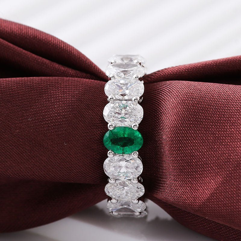 Exquisite Emerald Eternity Band - Ice Dazzle - VVX™ Lab Diamond - Wedding Ring