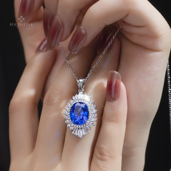 Exquisite Sapphire Pendant - Ice Dazzle - VVX™ Lab Diamond - Fashion Pendant