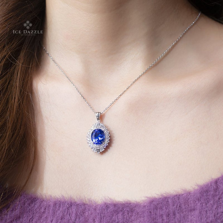 Exquisite Sapphire Pendant - Ice Dazzle - VVX™ Lab Diamond - Fashion Pendant