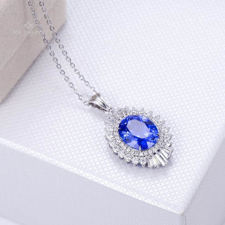 Exquisite Sapphire Pendant - Ice Dazzle - VVX™ Lab Diamond - Fashion Pendant