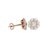 Flora Round Stud Earrings ( 1.87 ct. tw.) - 14K Rose Gold - Ice Dazzle - VVX™ - Solitaire Earrings