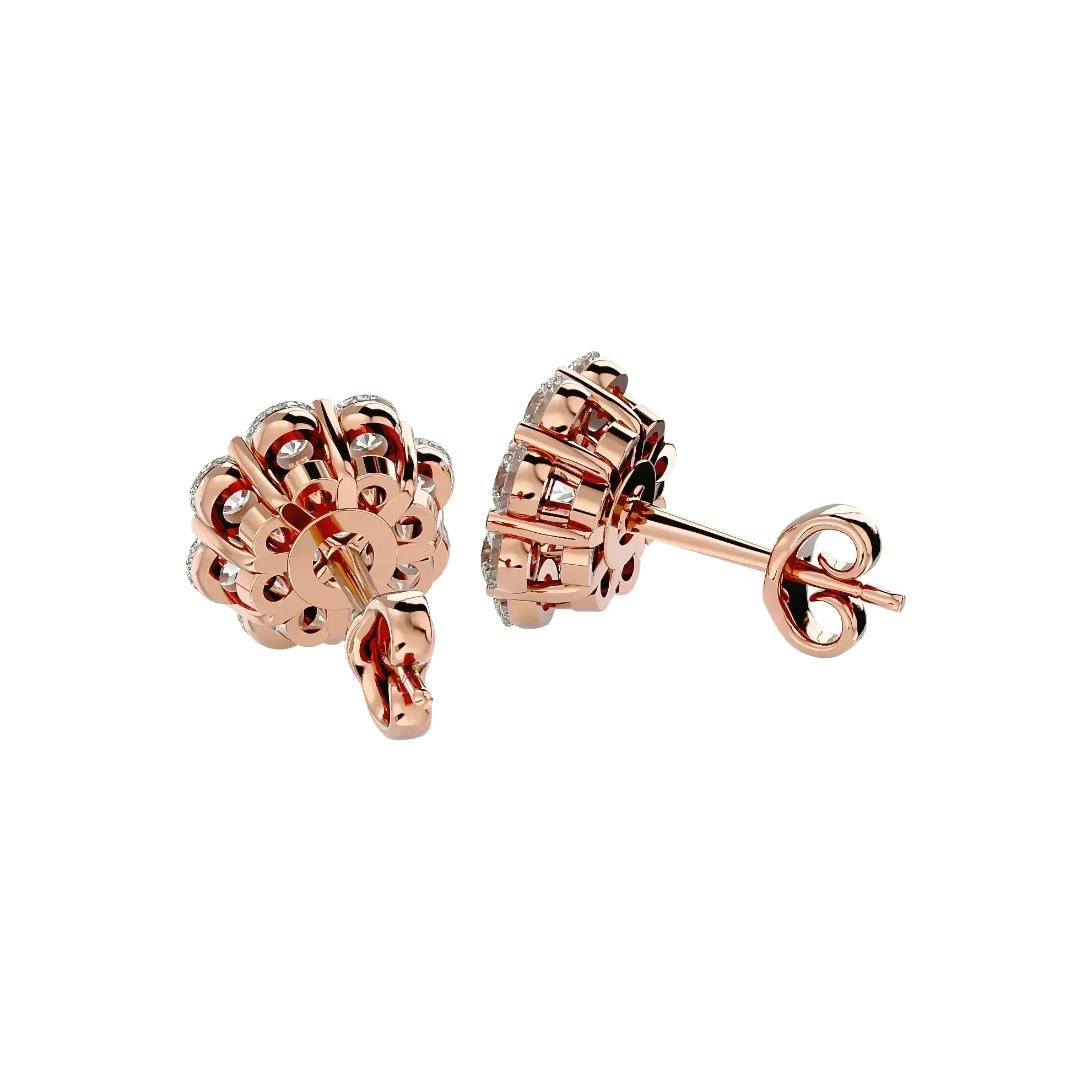 Flora Round Stud Earrings ( 1.87 ct. tw.) - 14K Rose Gold - Ice Dazzle - VVX™ - Solitaire Earrings