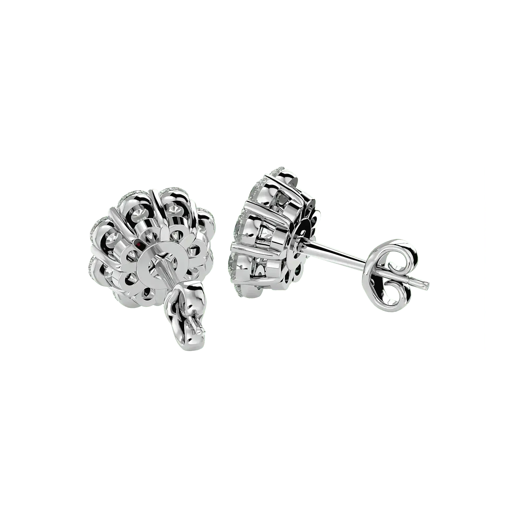 Flora Round Stud Earrings ( 1.87 ct. tw.) - 14K White Gold - Ice Dazzle - VVX™ - Solitaire Earrings