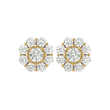 Flora Round Stud Earrings ( 1.87 ct. tw.) - 14K Yellow Gold - Ice Dazzle - VVX™ - Solitaire Earrings