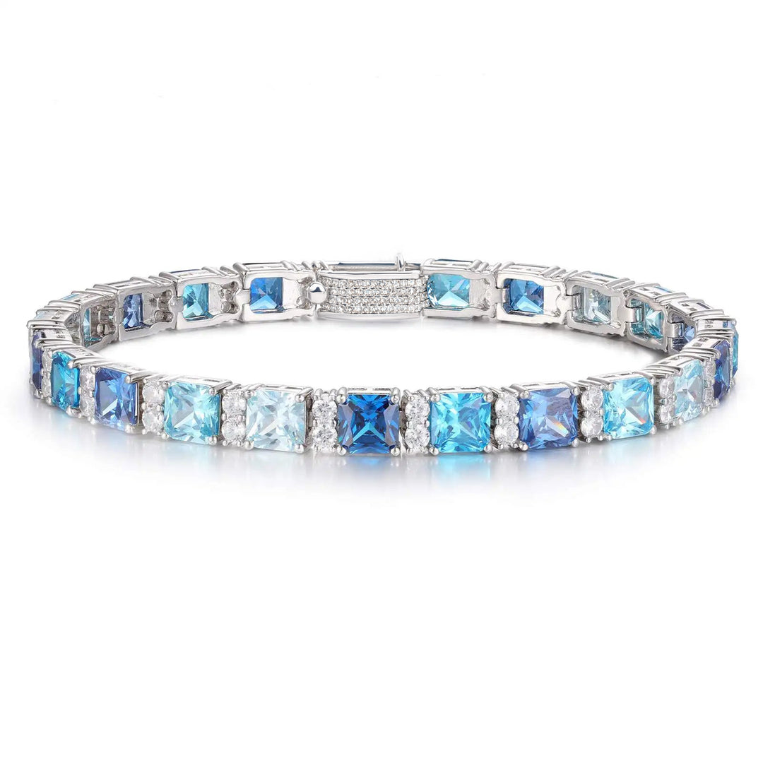 FrostBite™ Blue Moissanite Tennis Bracelet, 10K White Gold, 75 inches