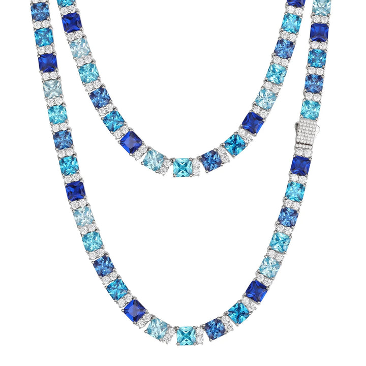 FrostBite™ Blue Moissanite Tennis Necklace - Ice Dazzle - UltraLux™ Moissanite - Fashion Necklace