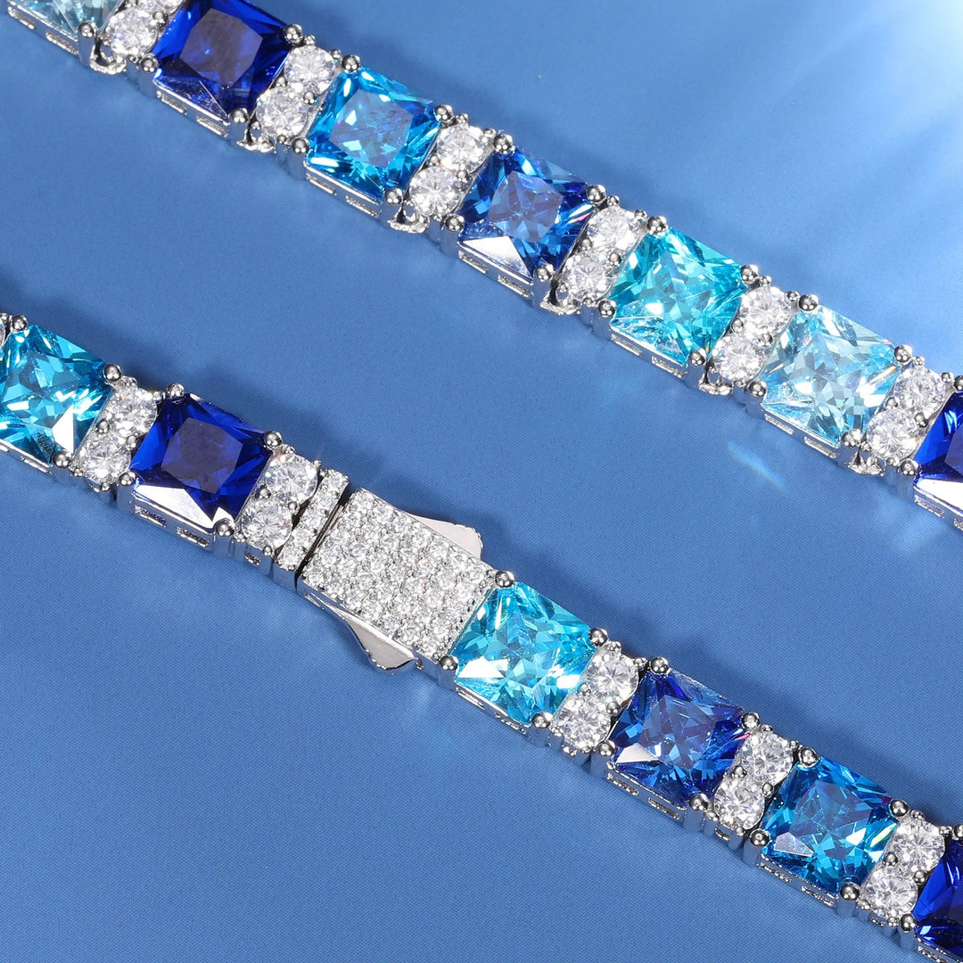 FrostBite™ Blue Moissanite Tennis Necklace - Ice Dazzle - UltraLux™ Moissanite - Fashion Necklace