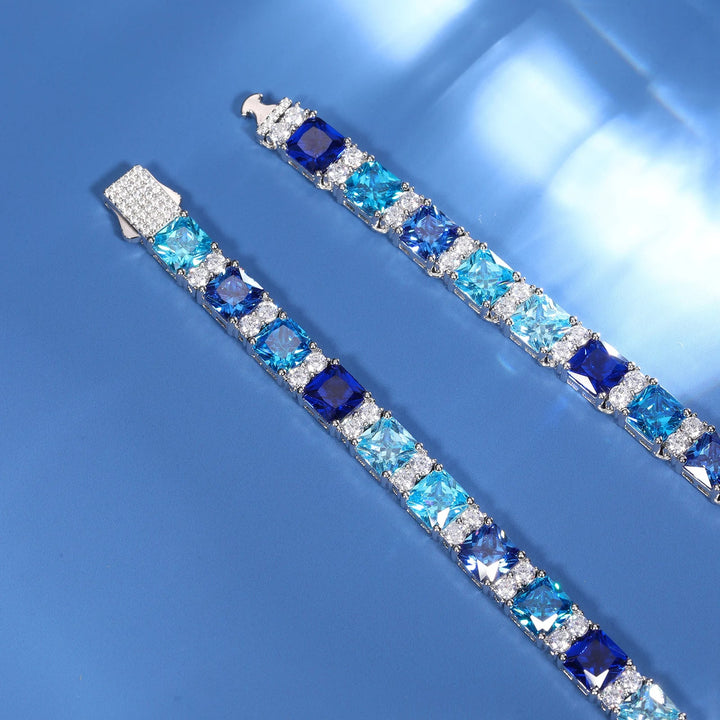 FrostBite™ Blue Moissanite Tennis Necklace - Ice Dazzle - UltraLux™ Moissanite - Fashion Necklace