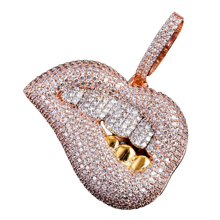 Frostbite™ Rose Gold Lip Pendant - Ice Dazzle - UltraLux™ Moissanite - Pendant