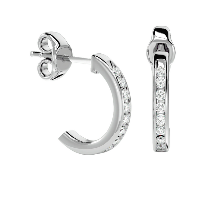 Half Hoop Earrings - Ice Dazzle - VVX™ Lab Diamond - Hoop Earrings