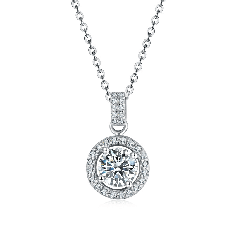 Arctic Bliss - Halo Solitaire Pendant - Sterling Silver - Ice Dazzle