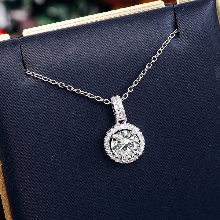 Arctic Bliss - Halo Solitaire Pendant - Sterling Silver - Ice Dazzle