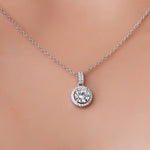 Halo Solitaire Pendant - Sterling Silver - Ice Dazzle - UltraLux™ Moissanite - Solitaire Pendant
