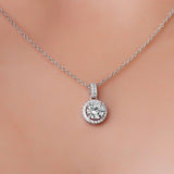 Halo Solitaire Pendant - Sterling Silver - Ice Dazzle - UltraLux™ Moissanite - Solitaire Pendant