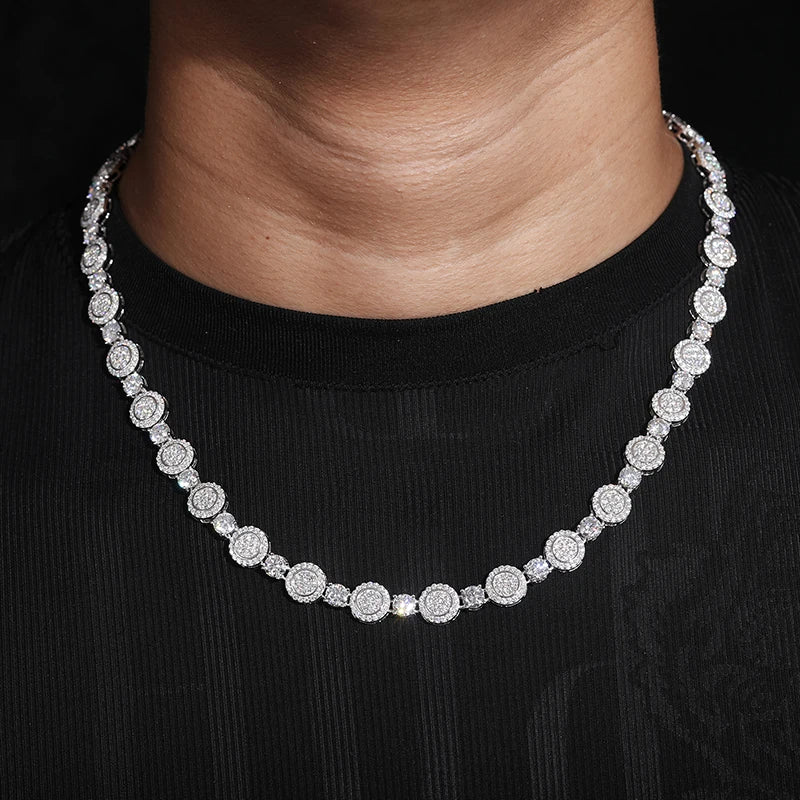 Ice Halo Tennis Necklace - Ice Dazzle - UltraLux™ Moissanite - Tennis Necklace