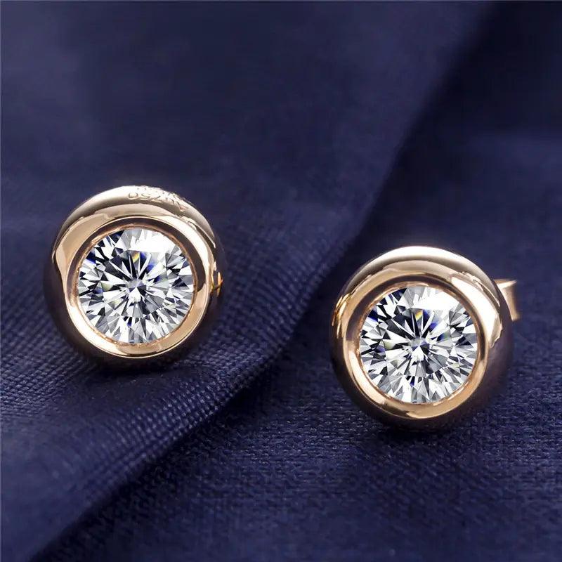 Lab Diamond Bezel Stud Earrings - Ice Dazzle - VVX™ Lab Diamond - Studs