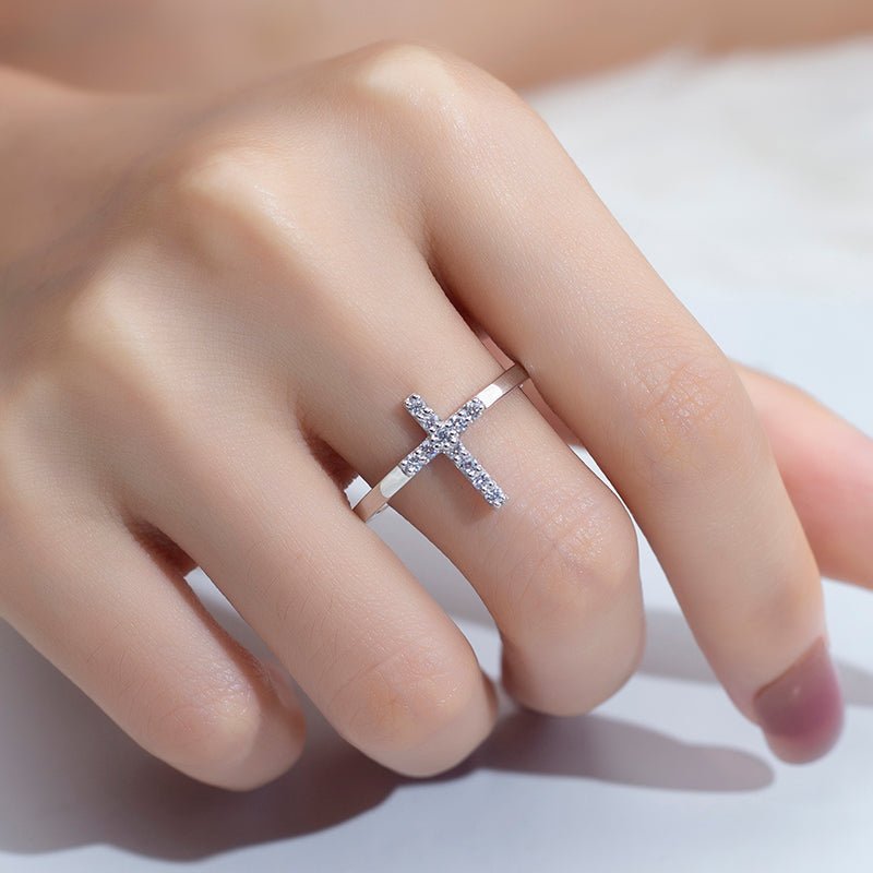 Lab Diamond Cross Fashion Ring - Ice Dazzle - VVX™ Lab Diamond - Fashion Rings