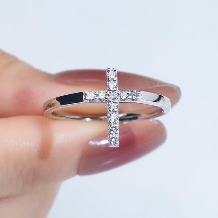 Lab Diamond Cross Fashion Ring - Ice Dazzle - VVX™ Lab Diamond - Fashion Rings