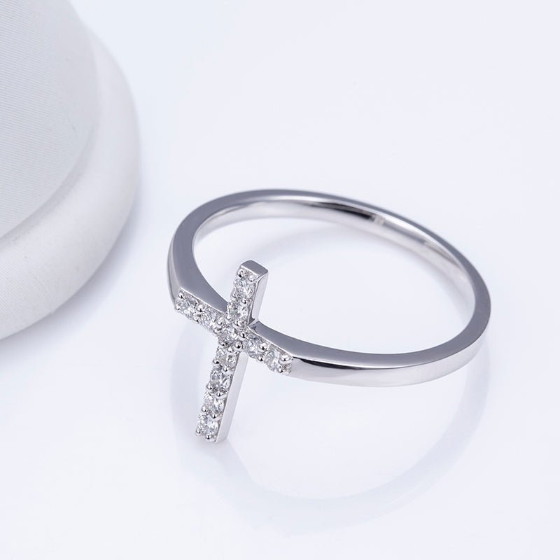 Lab Diamond Cross Fashion Ring - Ice Dazzle - VVX™ Lab Diamond - Fashion Rings