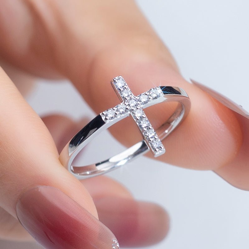 Lab Diamond Cross Fashion Ring - Ice Dazzle - VVX™ Lab Diamond - Fashion Rings