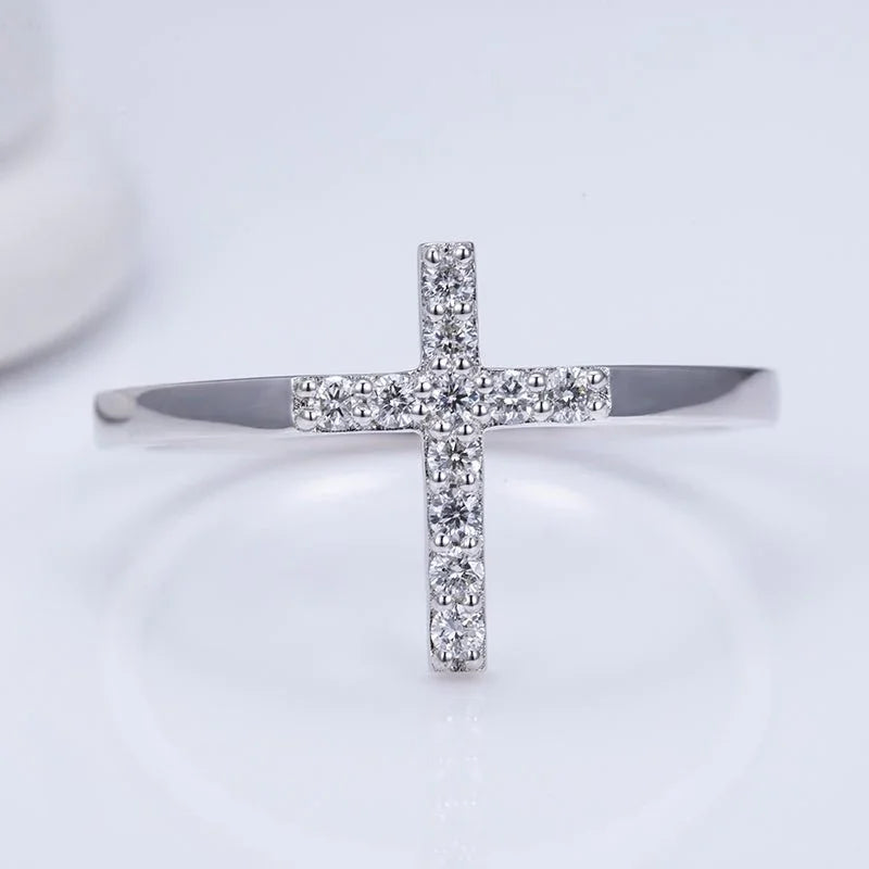 Lab Diamond Cross Fashion Ring - Ice Dazzle - VVX™ Lab Diamond - Fashion Rings