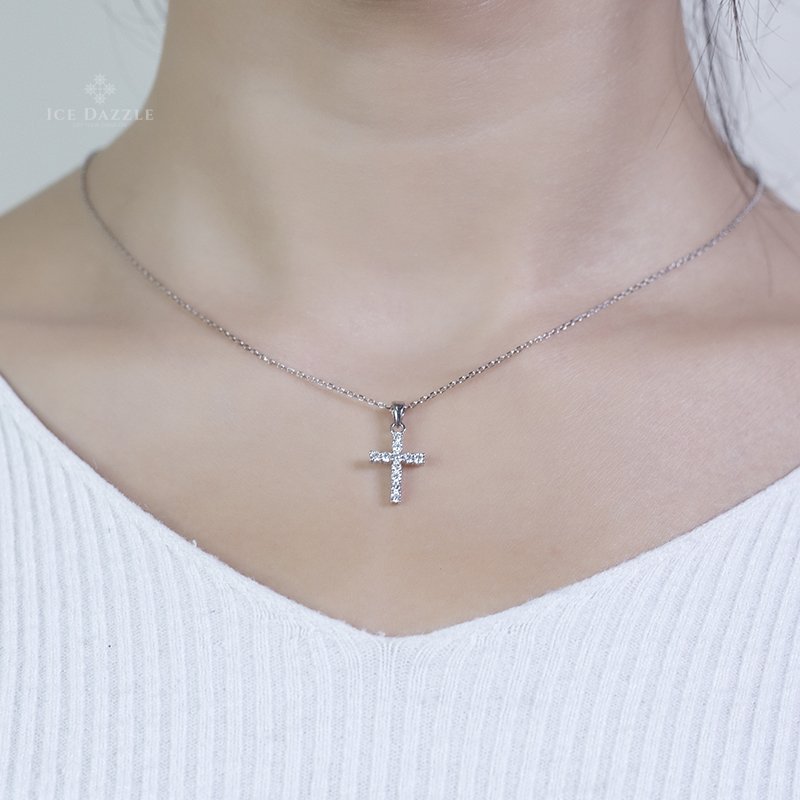 Lab Diamond Cross Pendant - Ice Dazzle - VVX™ Lab Diamond - Necklaces