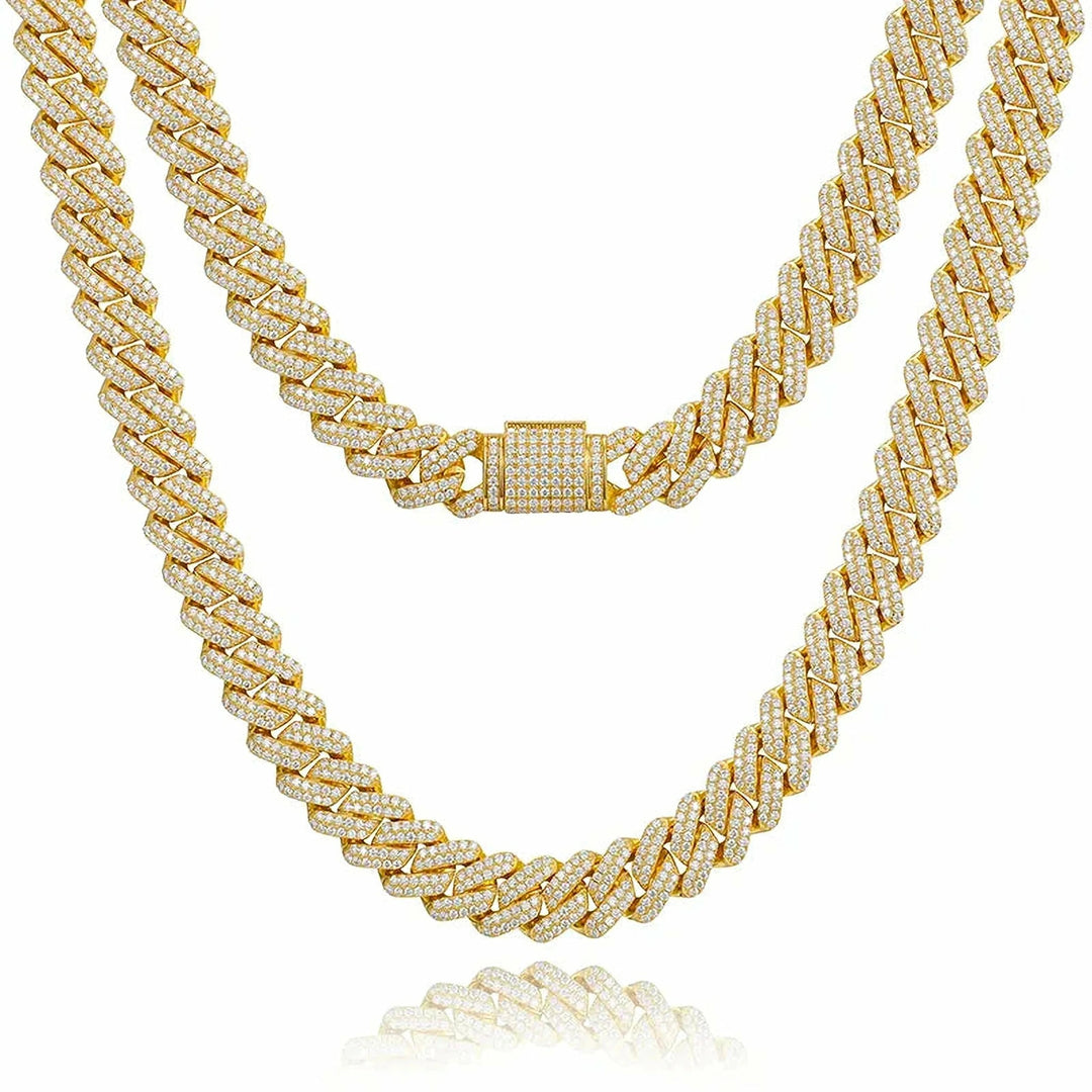 Lab Diamond Cuban Chain Necklace - 12mm - Ice Dazzle - VVX™ Lab Diamond - Cuban Necklace