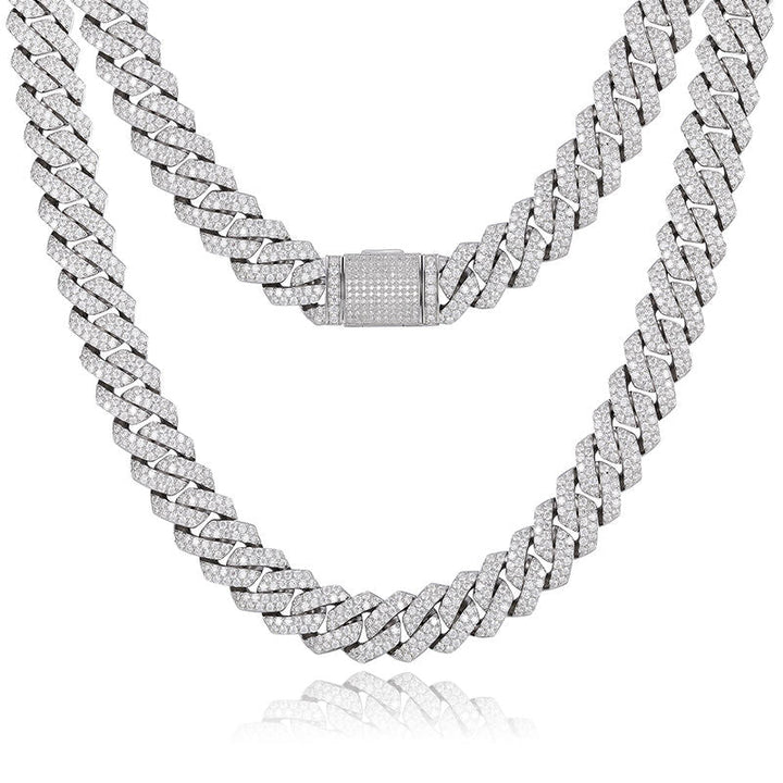 Lab Diamond Cuban Chain Necklace - 12mm - Ice Dazzle - VVX™ Lab Diamond - Cuban Necklace