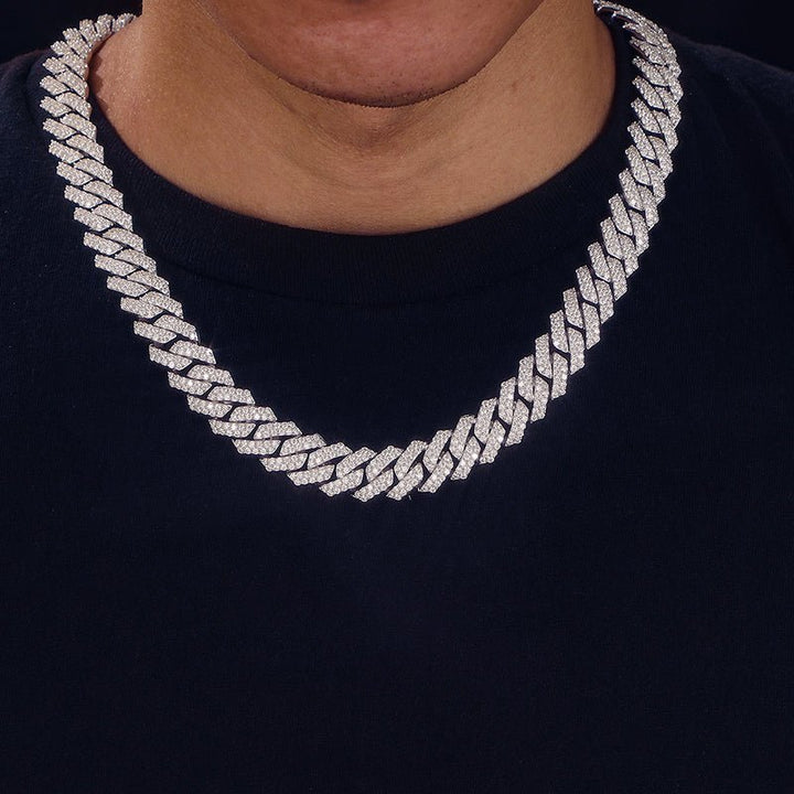 Lab Diamond Cuban Chain Necklace - 12mm - Ice Dazzle - VVX™ Lab Diamond - Cuban Necklace