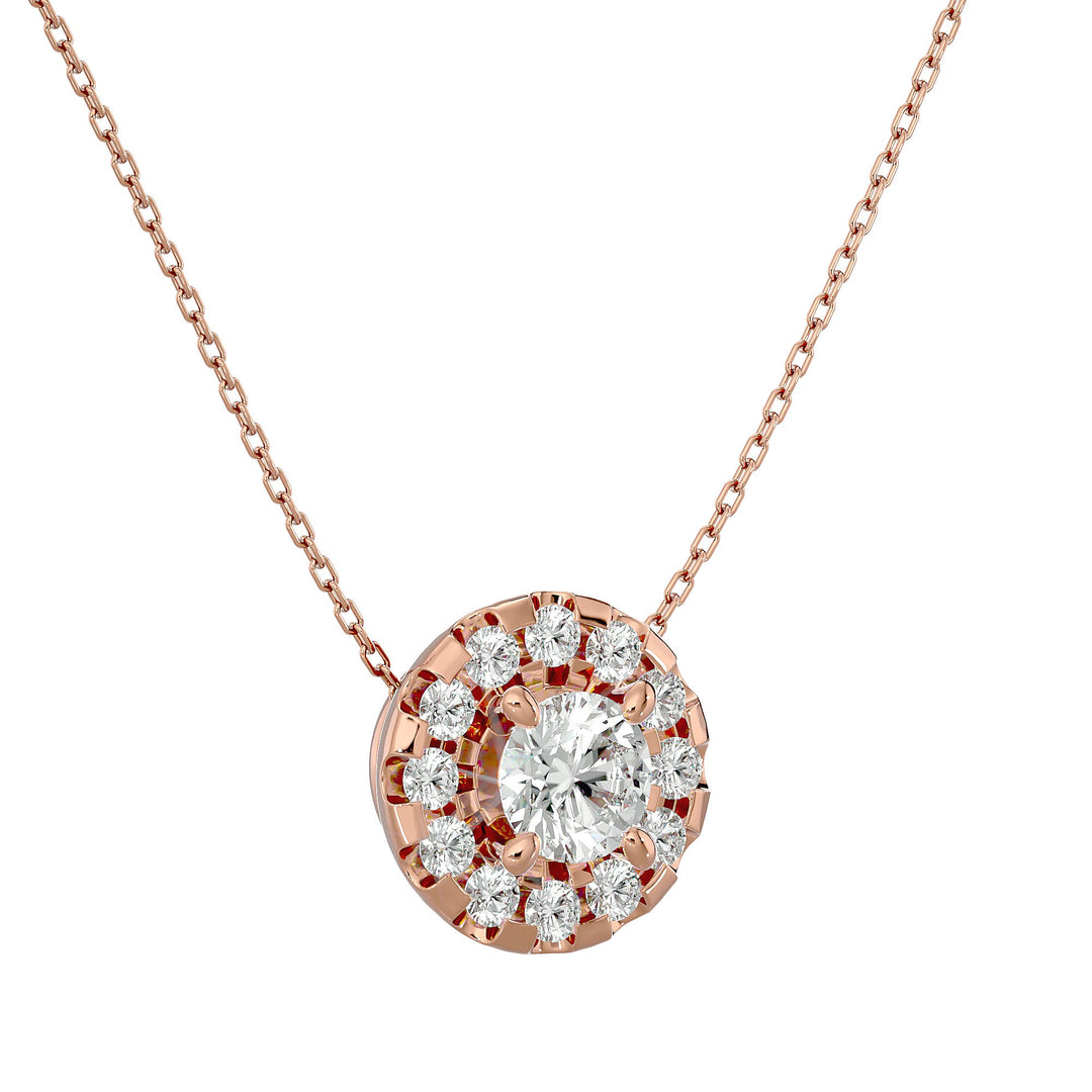 Lab Diamond Halo Solitaire Pendant - Ice Dazzle - VVX™ Lab Diamond - Solitaire Pendant