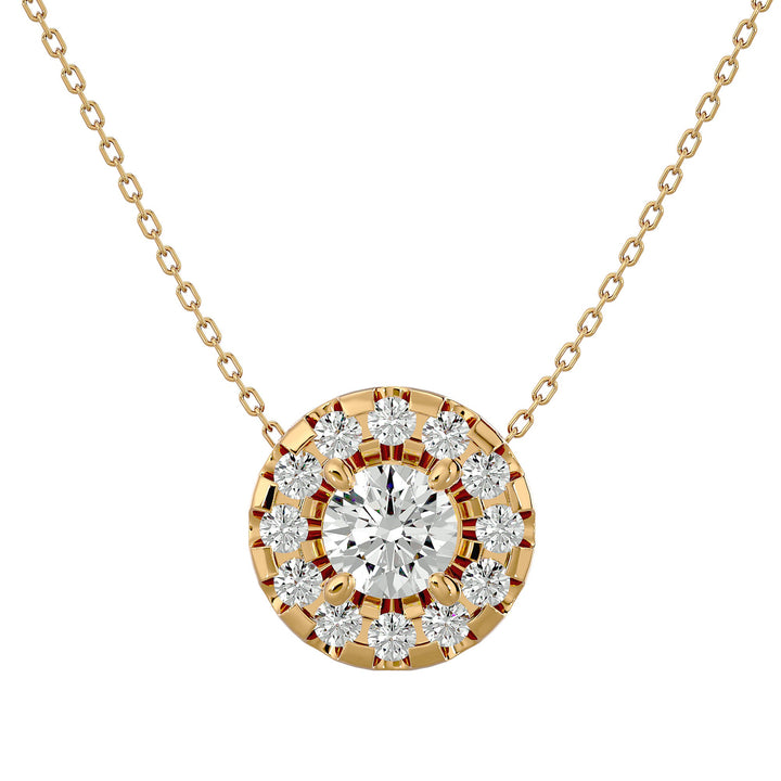 Lab Diamond Halo Solitaire Pendant - Ice Dazzle - VVX™ Lab Diamond - Solitaire Pendant