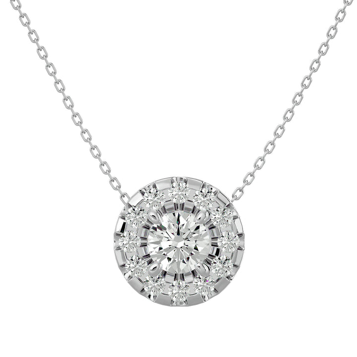 Lab Diamond Halo Solitaire Pendant - Ice Dazzle - VVX™ Lab Diamond - Solitaire Pendant