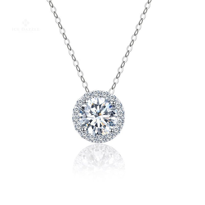 Lab Diamond Halo Solitaire Pendant - Ice Dazzle - VVX™ Lab Diamond - Solitaire Pendant