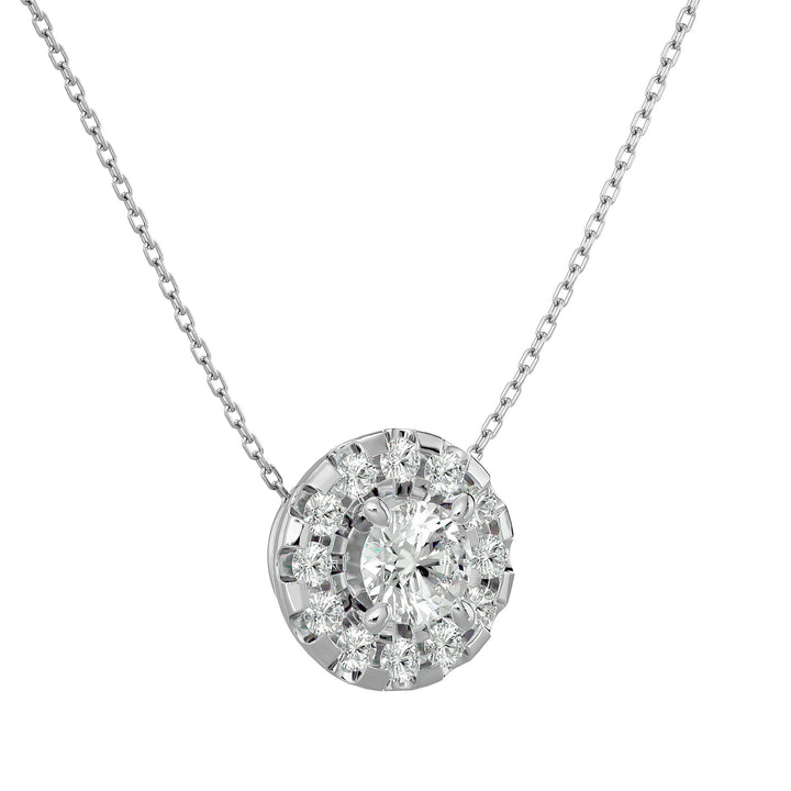 Lab Diamond Halo Solitaire Pendant - Ice Dazzle - VVX™ Lab Diamond - Solitaire Pendant