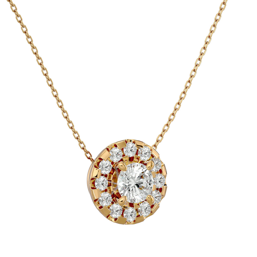 Lab Diamond Halo Solitaire Pendant - Ice Dazzle - VVX™ Lab Diamond - Solitaire Pendant