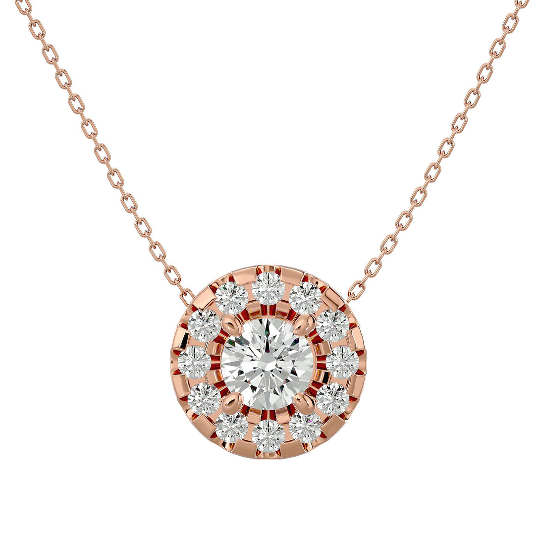 Lab Diamond Halo Solitaire Pendant - Ice Dazzle - VVX™ Lab Diamond - Solitaire Pendant