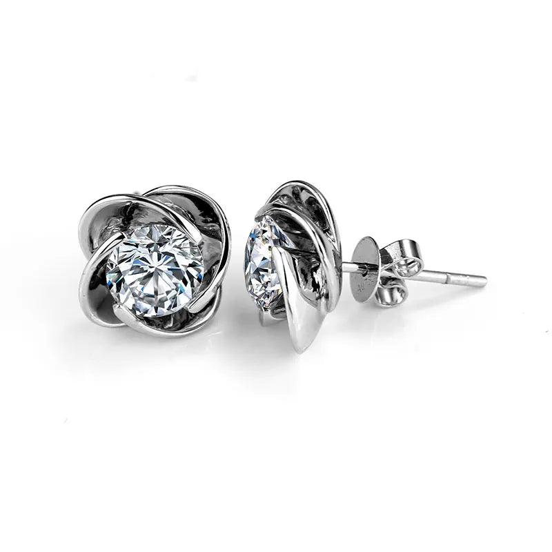 Lab Diamond Rose Stud Earrings - Ice Dazzle - VVX™ Lab Diamond - Studs