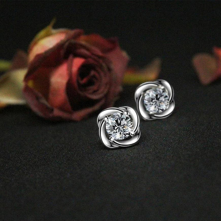 Lab Diamond Rose Stud Earrings - Ice Dazzle - VVX™ Lab Diamond - Studs