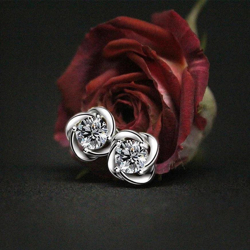 Lab Diamond Rose Stud Earrings - Ice Dazzle - VVX™ Lab Diamond - Studs