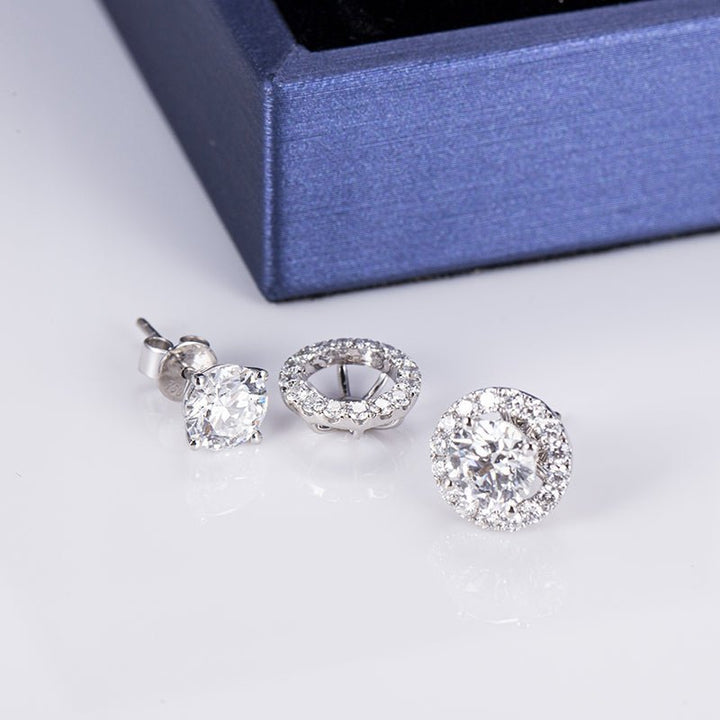 Lab Diamond Solitaire & Halo Stud Earrings - Ice Dazzle - VVX™ Lab Diamond - Studs