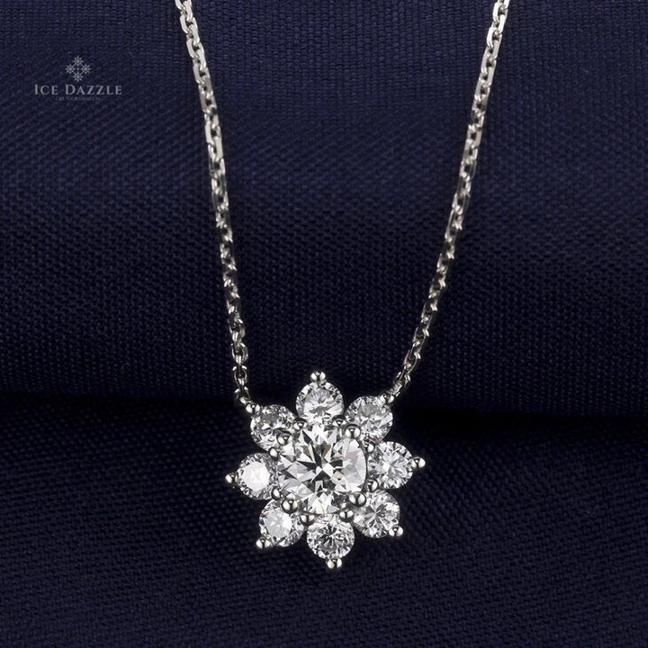 Lab Diamond Sunflower Solitaire Pendant - Ice Dazzle - VVX™ Lab Diamond - Fashion Pendant