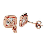 Lyra Cushion Stud Earrings - Rose Gold - Ice Dazzle - VVX™ Diamond - Solitaire Earrings