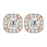 Lyra Cushion Stud Earrings - Rose Gold - Ice Dazzle - VVX™ Diamond - Solitaire Earrings