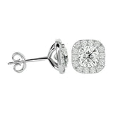 Lyra Cushion Stud Earrings - White Gold - Ice Dazzle - VVX™ Diamond - Solitaire Earrings