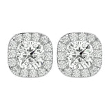 Lyra Cushion Stud Earrings - White Gold - Ice Dazzle - VVX™ Diamond - Solitaire Earrings