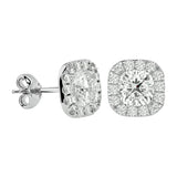 Lyra Cushion Stud Earrings - White Gold - Ice Dazzle - VVX™ Diamond - Solitaire Earrings