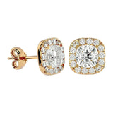 Lyra Cushion Stud Earrings - Yellow Gold - Ice Dazzle - VVX™ Diamond - Solitaire Earrings