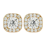 Lyra Cushion Stud Earrings - Yellow Gold - Ice Dazzle - VVX™ Diamond - Solitaire Earrings